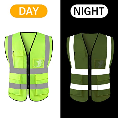 HYCOPROT High Visibility Safety Reflective Vest with Pockets and Zipper, Meets ANSI/ISEA Standards - color: Yellow, size: XX-Large