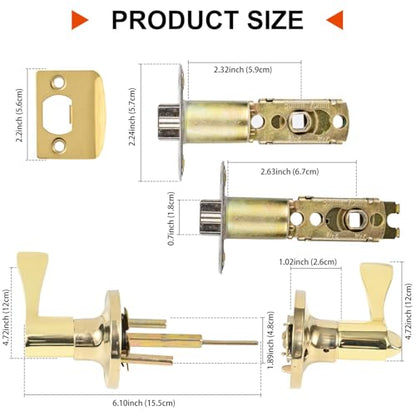 High-Security Stainless Steel Door Lever with Lock and Key (Gold) - color: 8300-Gold