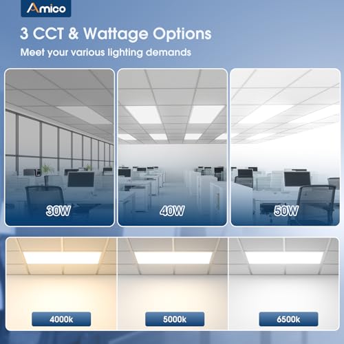 Amico 36 Pack 2x4 LED Flat Panel Light with 3CCT Selectable, 50W, UL/FCC - size: 2x4