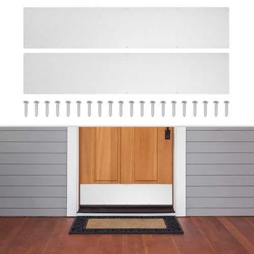 2 Pcs Door Kick Plates - 6 x 30 Inches Door Push Plate (Silver) - color: Silver, size: 6 x 30 Inch