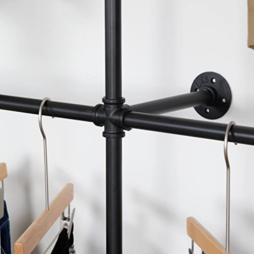 Modern Simple Industrial Pipe Clothing Rack, Display Stand Wall Mounted Clothes Garment Rack Heavy Duty Hanging Clothes Rods Bar for Closet Storage, 134in Black - color: III-Black