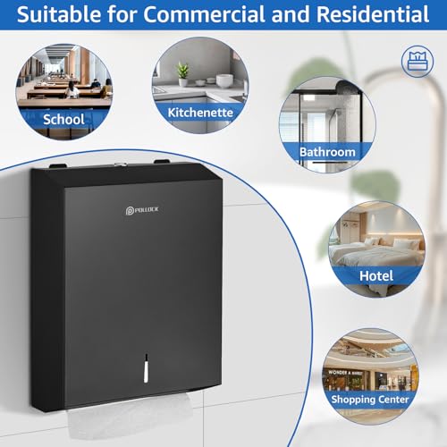 Pollock Paper Towel Dispenser Wall Mount,Stainless Steel,Matte Black - color: Black