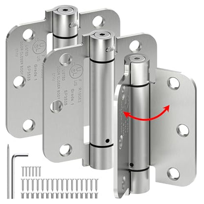 3-Pack 3.5 Inch Self Closing Door Hinges,5/8" Radius Corners,Brushed Nickel - size: 3.5"-3 Pack-5/8" Corner