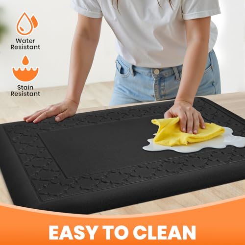 4/5 Inch Thicker Kitchen Mats Anti Fatigue Comfort Mat Standing Desk Rugs - color: Black, size: 28"L x 17"W x 0.8"Th