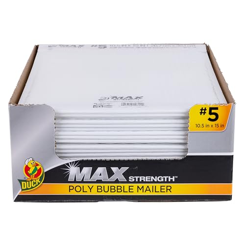 Duck Max Brand #5 Poly Bubble Mailers, White, 10.5 inch x 15 inch, 25 Pack - size: 10.5" x 15" (Pack of 25)