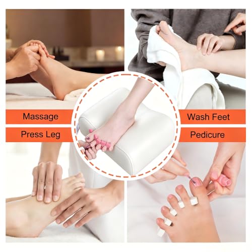 Pedicure Manicure Footrest & Pedicure Stand, Manicure Nail Care Tool, Height Adjustable with Soft Cushion, Non-Slip for Salon, Spa, Home Use, White - color: White & Black