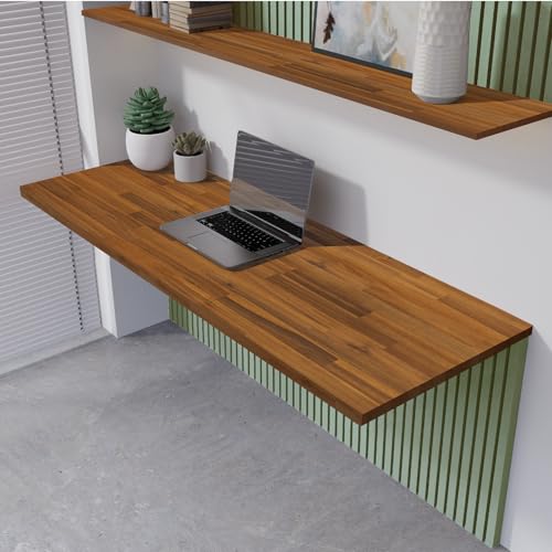 Howizz 60 x 30 in. Solid Wood Table Top, Teak Stained Acacia Desktop for Standing Desk/Office Tabletop/Countertop, 1in. Thick - color: 1 - Teak Look, size: 60"L x 30"W x 1"Th
