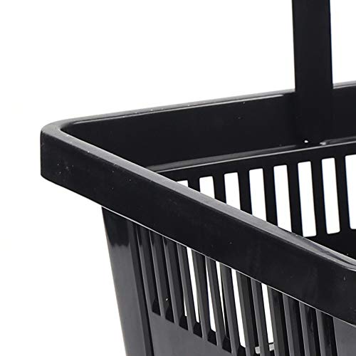 Gdrasuya10 Portable Shopping Baskets Set of 12 Large Plastic Shopping Basket with Handles, 28L Plastic Grocery Shopping Baskets Black Storage Containers for Grocery Retail Convenience Store