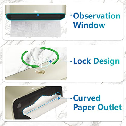 Folded Paper Towel Dispenser Wall Mount No Drill for Renter, 260 Sheet Gold - color: D-23 Golden