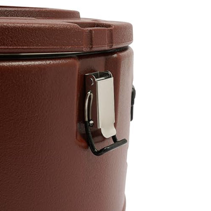 30L/7.9 Gal Insulated Soup Carrier, Stainless Steel Insulated Soup Container Bucket Hot & Cold Thermal Bucket with Lid Commercial Food Warmer for Parties Picnics Cafes Restaurants - color: Brown, size: 30L/7.9 Gal