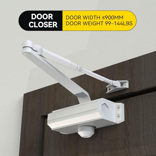 Automatic Door Closer Heavy Duty Spring Size 2 Hydraulic Aluminum Alloy UL 3-Hour Fire Rating Surface Mounted Home Commerical Door Closures Hold Open Adjust Speed Door Weights 88-144 Lbs - color: Silver, size: Size2 Model 165 Hold Open-Door Weight 88-144