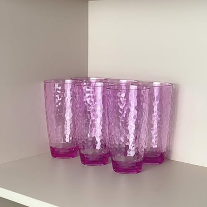 26-Ounce Plastic Tumblers (Set of 6), Reusable Plastic Mugs, BPA-Free Acrylic to Drink Mugs, Shatter Resistant, Textured Interior, Dishwasher Safe (Purple, 26 Ounce) - color: Purple, size: 26 Ounce