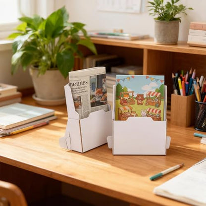 Yarlung 30 Pack Cardboard Brochure Holder, 4.3 x 6.3 Inches Corrugated Pamphlet Holder, Literature Paper Flyer Display Stand for Menus Bookmarks Booklets Journals, White