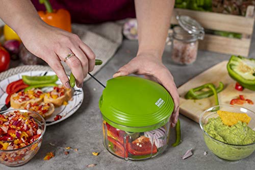 Kuhn Rikon Pull Chop Chopper/Manual Food Processor with Cord Mechanism, Green, 2-Cup - size: 2-Cup