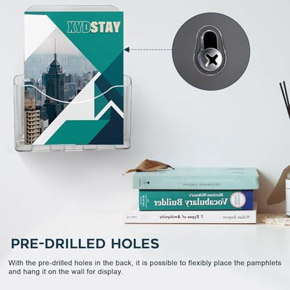 xydstay Acrylic Brochure Holder 8.5x11, Clear Display Stand, 2 Pack - size: 8.5×11