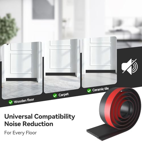 Ohuhu Wide 3.4" Door Draft Stopper, 1.4" Adhesive Weather Stripping Seal - color: Black, size: 39"L x 3.4"W