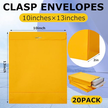 Motipuns 20 Pack 10×13 Inches Expandable up to 2 In Large Manila Envelopes - size: 10×13 Inches