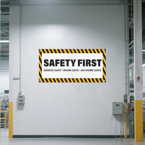 2 Pack Safety First Banners Arrive Work Go Home Safe Sign 4×2 Feet