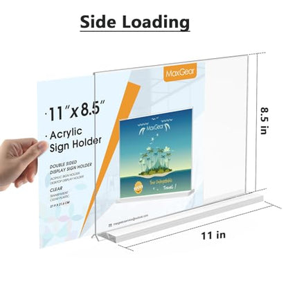 MaxGear Acrylic Sign Holder Horizontal Double Sided Display Stand 12 Pack - size: 12 Pack 11x8.5