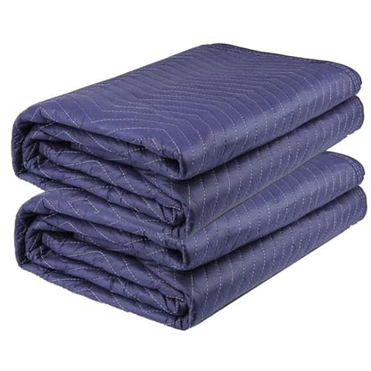 2 Pack Moving Blankets Heavy Duty 80"x72" Quilted Packing Blankets for Moving Furniture Padded Shipping Furniture Mover Blue - size: 2 Pack