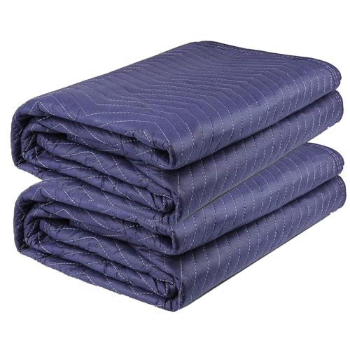 2 Pack Moving Blankets Heavy Duty 80"x72" Quilted Packing Blankets for Moving Furniture Padded Shipping Furniture Mover Blue - size: 2 Pack