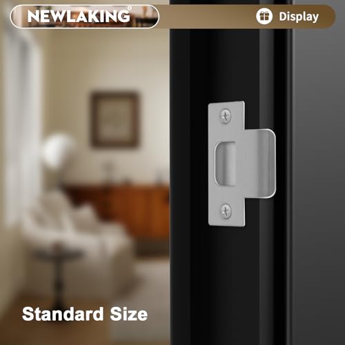 T-Shape Door Strike Plate, Satin Nickel, 2-1/8'' Hole Spacing - color: Satin Nickel