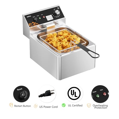 Commercial Deep Fryer 10.5Qt Countertop Fryer 1mm Thickened Stainless Steel - size: 10.56 Qt