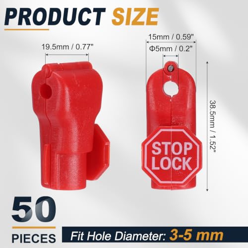 uxcell Pegboard Hook Stop Locks, 5mm Red Display Hook Locks 50Pcs - color: Red, size: 5mm