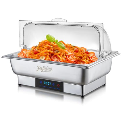 Electric Chafing Dish, 9QT Buffet Servers and Warmers, Stainless Steel Chaffing Dishes with Temperature Control Display, Commercial Food Warmers for for Parties, Catering, Buffets - size: 1/1 Full Size ℉