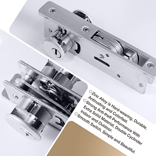 UpjiaFlarish Mortise Lock Cylinder Deadbolt - Commercial Door Locks Storefront Door Lock & Double Keyed Cylinder Set 1-1/8" Backset Hook Tongue for Home Security with 5 Keys