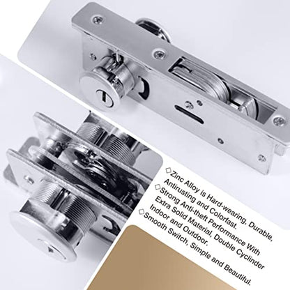 UpjiaFlarish Mortise Lock Cylinder Deadbolt - Commercial Door Locks Storefront Door Lock & Double Keyed Cylinder Set 1-1/8" Backset Hook Tongue for Home Security with 5 Keys