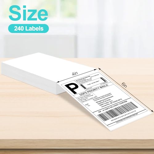Joyberg 4x6 Thermal Labels - Strong Adhesive, White Thermal Printer Paper - size: 240 Labels