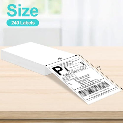 Joyberg 4x6 Thermal Labels - Strong Adhesive, White Thermal Printer Paper - size: 240 Labels