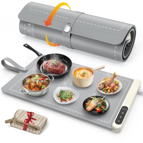 FYY Warming Mat for Food 24"x15", Rapid and Full Surface Heating Gray - color: Gray, size: X Large Size: 24"x15"