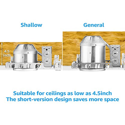 TORCHSTAR 8-Pack 4 Inch Shallow New Construction Recessed Lighting Housing - size: 4 Inch