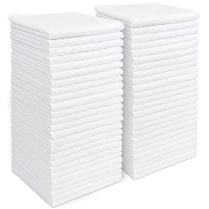 AIDEA White Microfiber Cleaning Cloth 50PK, Absorbent Cleaning Rags 12"x12" - color: White, size: 12in.x12in.