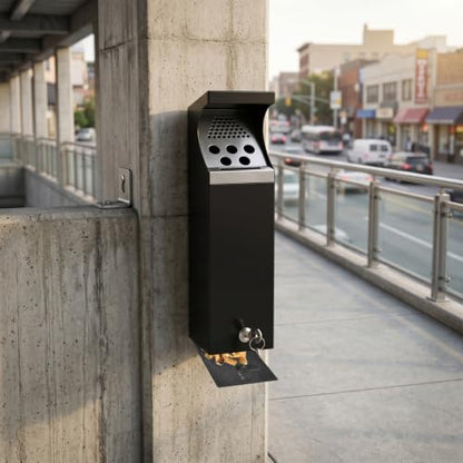 Wall Mounted Trash Can Outdoor Cigarette Butt Disposal Receptacle