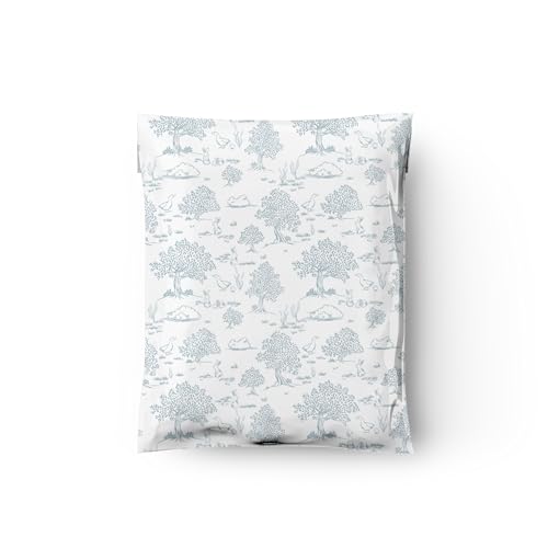 10x13 (100) Blue Toile Summertime Designer Poly Mailers Waterproof Self Sealing Tear Resistant Polymailers Shipping Envelopes Premium Printed Bags For Small Businesses - color: Blue Toile, size: 10x13 inches