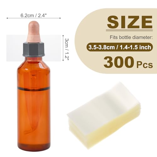 PATIKIL Shrink Wrap Bands 2.4"x1.2"/62x30mm 300pcs PVC Clear Bottle Seals - size: 2.4 x 1.2 Inch