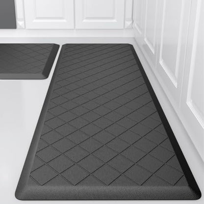 Cushioned Kitchen Mat 2 PCS, Anti Fatigue Kitchen Rugs, Heavy Duty Kitchen Rugs and Mats Non-Skid, Ergonomic Comfort Foam Kitchen Floor Mat for Home, Office, Sink, Laundry - Black - color: Black