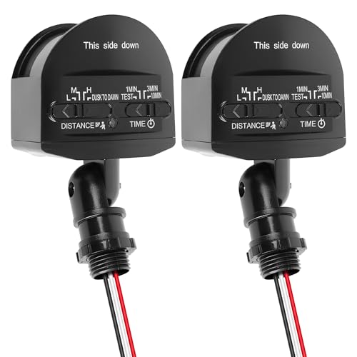 LUTEC 2 Pack Motion Sensor, 180-Degree Replacement Motion Detector for Outdoor Lights, Detection Range Up to 69FT, 3 Modes PIR Motion Sensor for Floodlight (Black) - color: Black