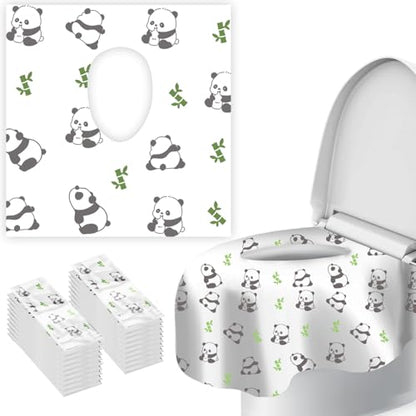 Upgraded Disposable Toilet Seat Covers (20 Pack) - Waterproof, Cute Panda Print, Travel-Friendly Individual Packs, Suitable for Kids & Adults, Perfect for Toddlers’ Potty Training in Public Restrooms