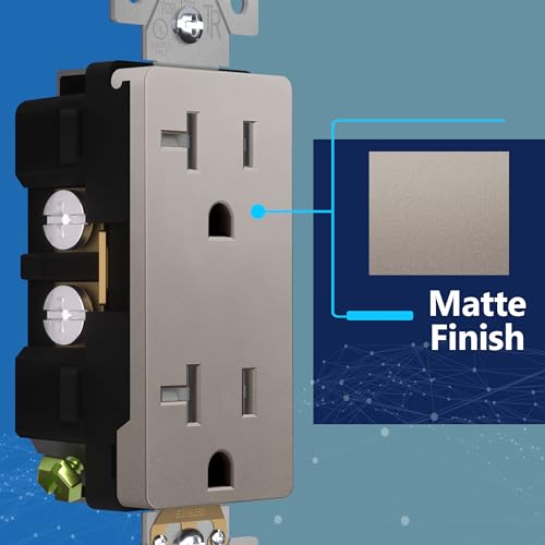 LIDER Decorator Receptacle, Tamper-Resistant Wall Outlet, 20A, 5-Pack - color: Nickel, size: 20 Amp (No Wall Plate)