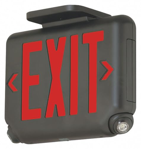 Dual-Lite Exit Sign with Emergency Lights, Black, 1 or 2 Face(s), LED, Universal Mount EVCURBD - 1 Each