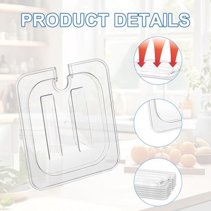 12 Pcs Clear Plastic Table Pan Lid, 1/6 Size Polycarbonate Lids