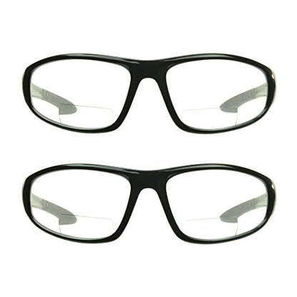 proSPORT Bifocal Safety Glasses ANSI Z87 Black Frame Clear Lens Safety Reading Glasses Men Women Industrial Work Protection - color: Clear - 2 Pairs