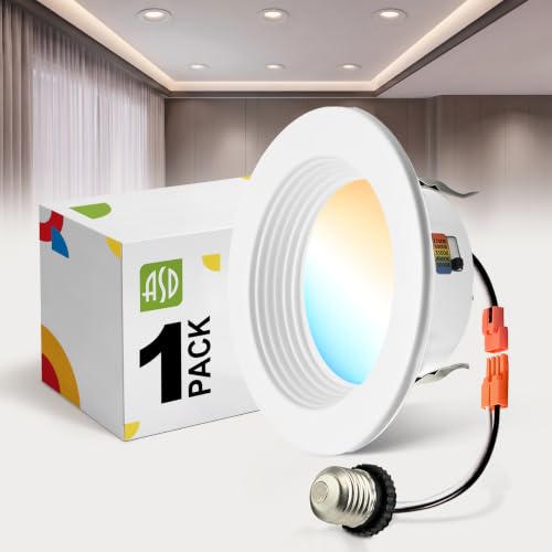 ASD 1 Pack 4 Inch Retrofit LED Recessed Light, 5CCT Wafer Lights - color: White, size: 1 Pack