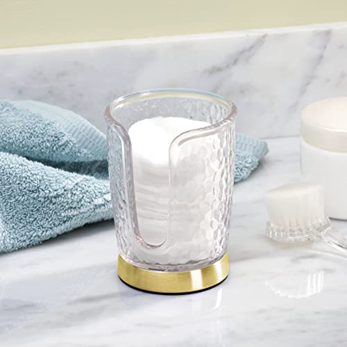 mDesign Plastic/Steel Compact Small Disposable Paper Cup Dispenser Storage Holder for Rinsing Cups on Bathroom Vanity Countertops - Rain Collection - Clear/Soft Brass - color: Clear/Soft Brass