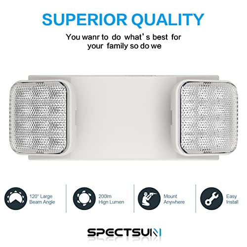 SPECTSUN 8 Pack LED Exit Emergency Light Combo with Battery Backup-US Standard Commercial Corded Emergency Exit Sign Lights for Home Power Failure,UL 924 Certified,Exit Signs Emergency Light Combo - size: 8 Pack