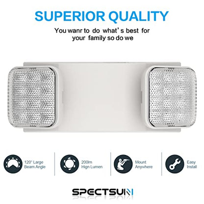 SPECTSUN 8 Pack LED Exit Emergency Light Combo with Battery Backup-US Standard Commercial Corded Emergency Exit Sign Lights for Home Power Failure,UL 924 Certified,Exit Signs Emergency Light Combo - size: 8 Pack
